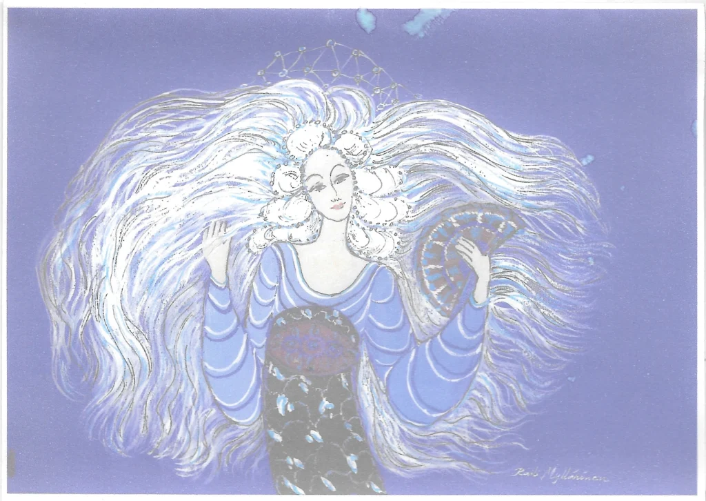 Enkeli viuhkan kanssa